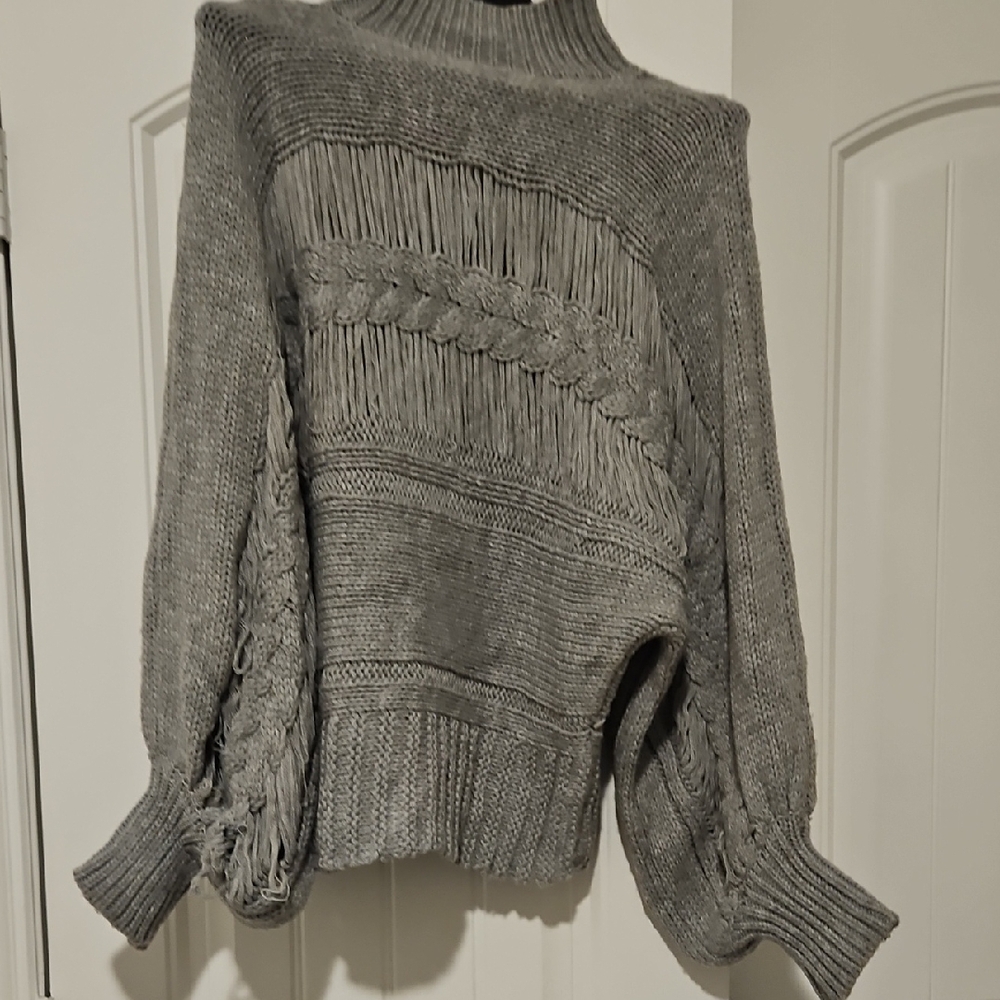 Elan Gray Cowl Neck Sweater